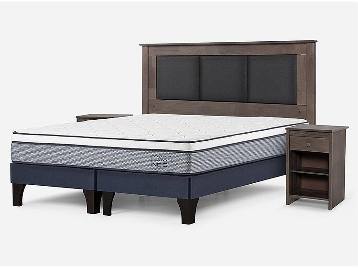JUEGO DE DORMITORIO ROSEN CAMA EUROPEA INDIE PM BD 2 PLAZAS + SET RACHEL GRIS 2