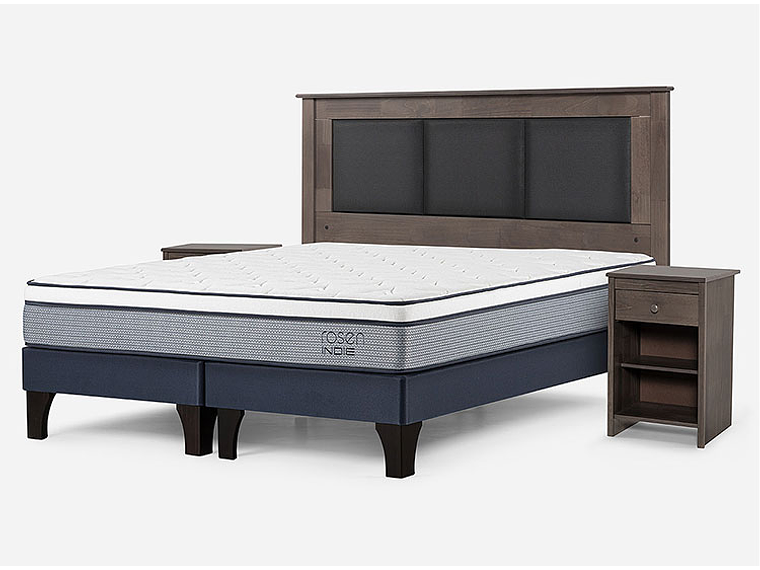 JUEGO DE DORMITORIO ROSEN CAMA EUROPEA INDIE PM BD 2 PLAZAS + SET RACHEL GRIS 2