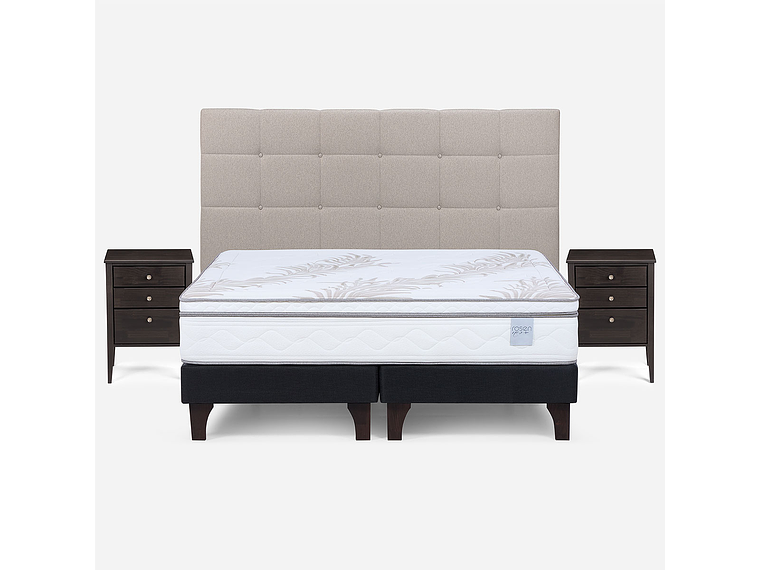 CAMA EUROPEA NEO PLUS KING + MUEBLES ISSEY BEIGE 1