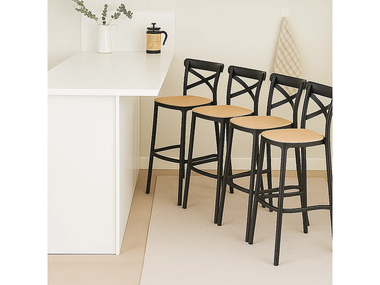 TABURETES KLIK MUEBLES CROSSBACK 1 CUERPO NEGROS PACK 4 DANUBIO 6