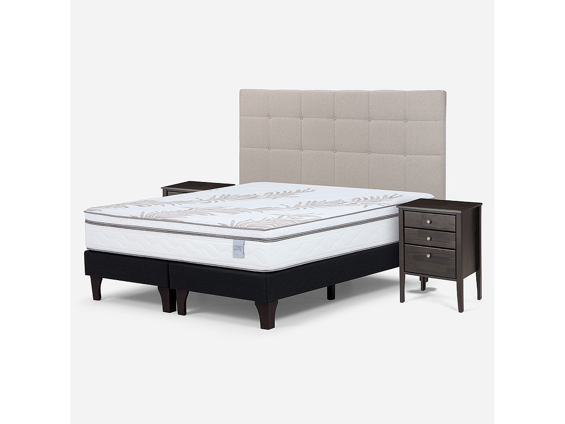 CAMA EUROPEA NEO PLUS KING + MUEBLES ISSEY BEIGE 2