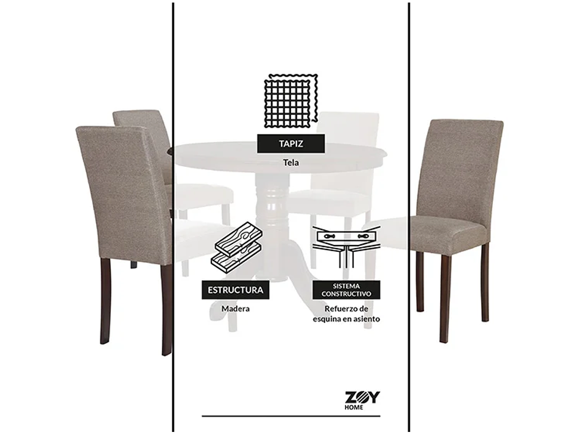 JUEGO DE COMEDOR ZOY HOME PHUKET 1+4 7