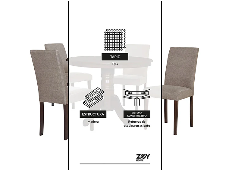 JUEGO DE COMEDOR ZOY HOME PHUKET 1+4 7