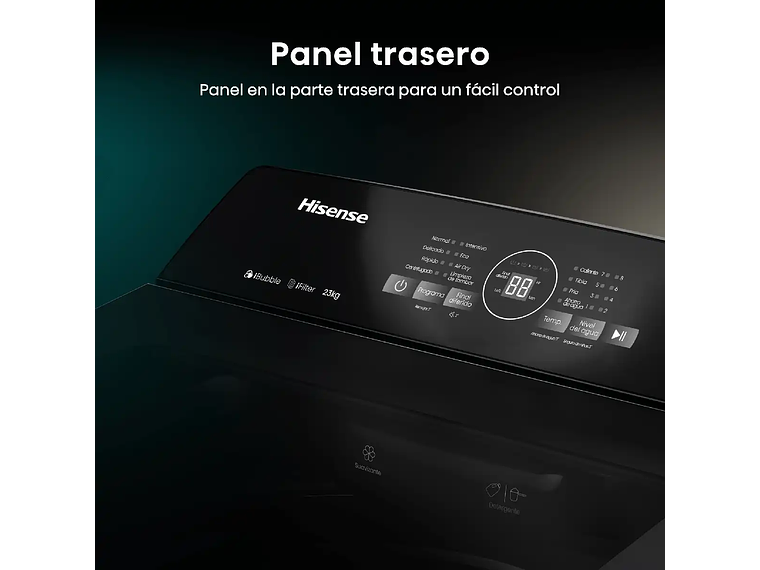 LAVADORA CARGA SUPERIOR HISENSE WT3I2323UT 23KG GRAFITO 2