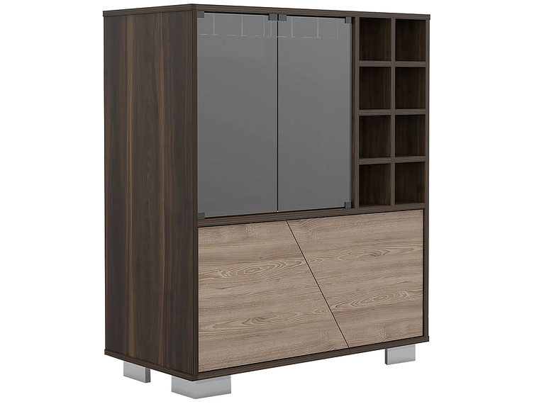 BAR BAJO 2 PUERTAS 8 BOTELLEROS FM-003O CAFÉ OSCURO Y CAFÉ CLARO 5