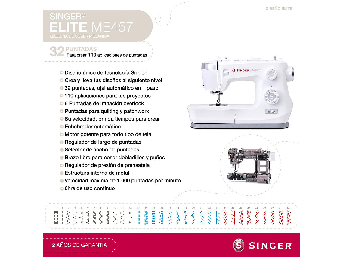 MÁQUINA DE COSER SINGER ELITE ME457 5