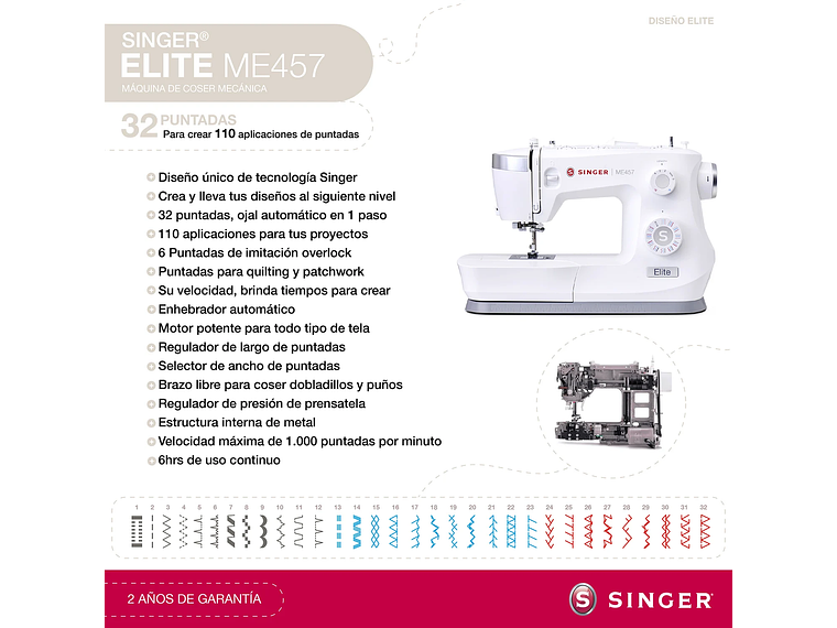 MÁQUINA DE COSER SINGER ELITE ME457 5