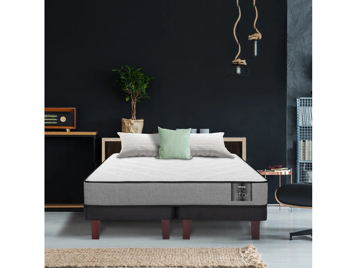 CAMA EUROPEA FLEX FLAT BLACK STAR 1.5 PLAZAS 5