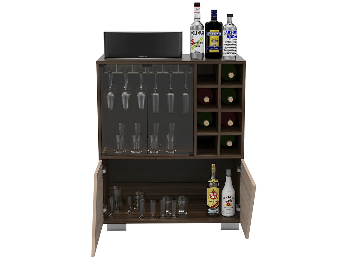 BAR BAJO 2 PUERTAS 8 BOTELLEROS FM-003O CAFÉ OSCURO Y CAFÉ CLARO 6