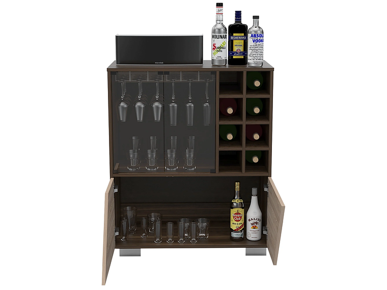 BAR BAJO 2 PUERTAS 8 BOTELLEROS FM-003O CAFÉ OSCURO Y CAFÉ CLARO 6