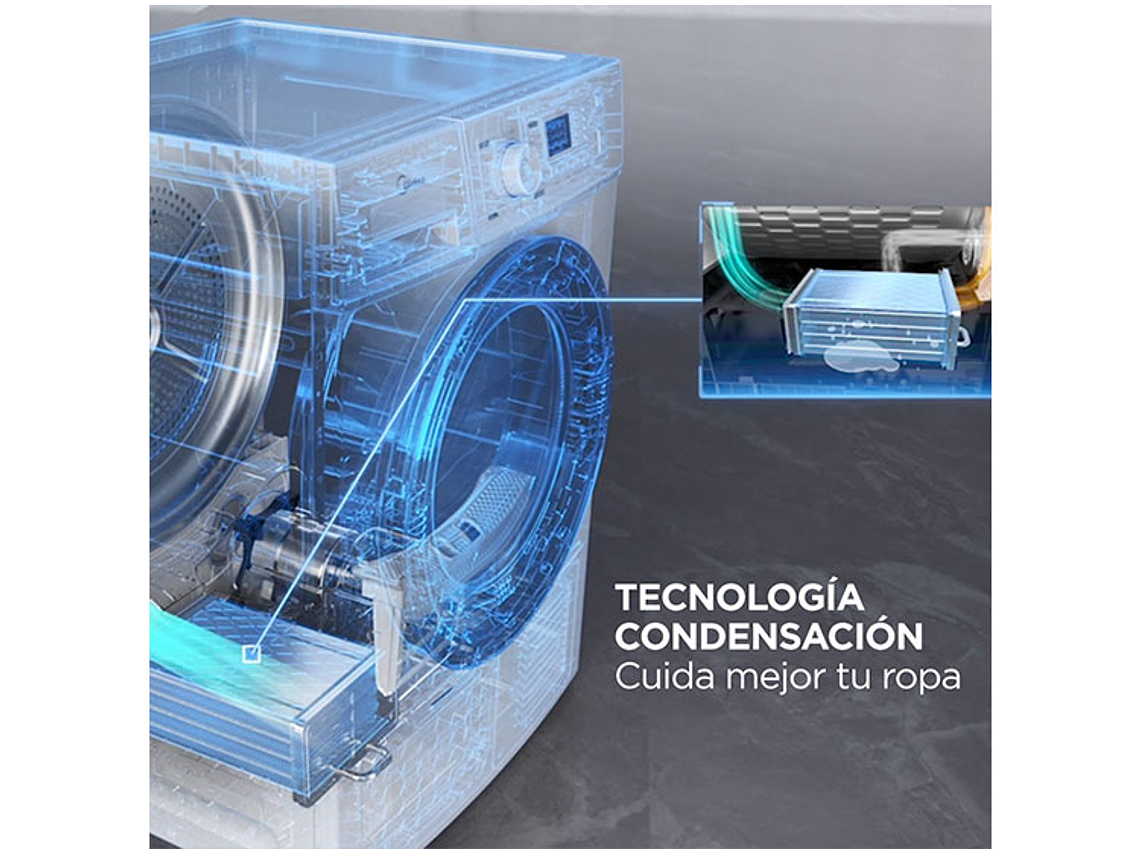 SECADORA DE ROPA POR CONDENSACION MIDEA MSC-90B08E 9KG BLANCO 8