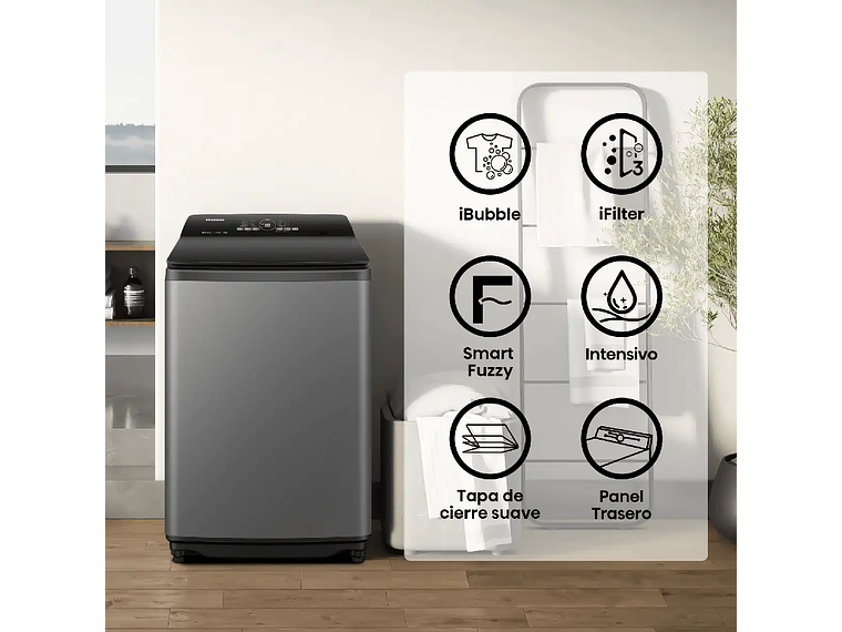 LAVADORA CARGA SUPERIOR HISENSE WT3I2323UT 23KG GRAFITO 6