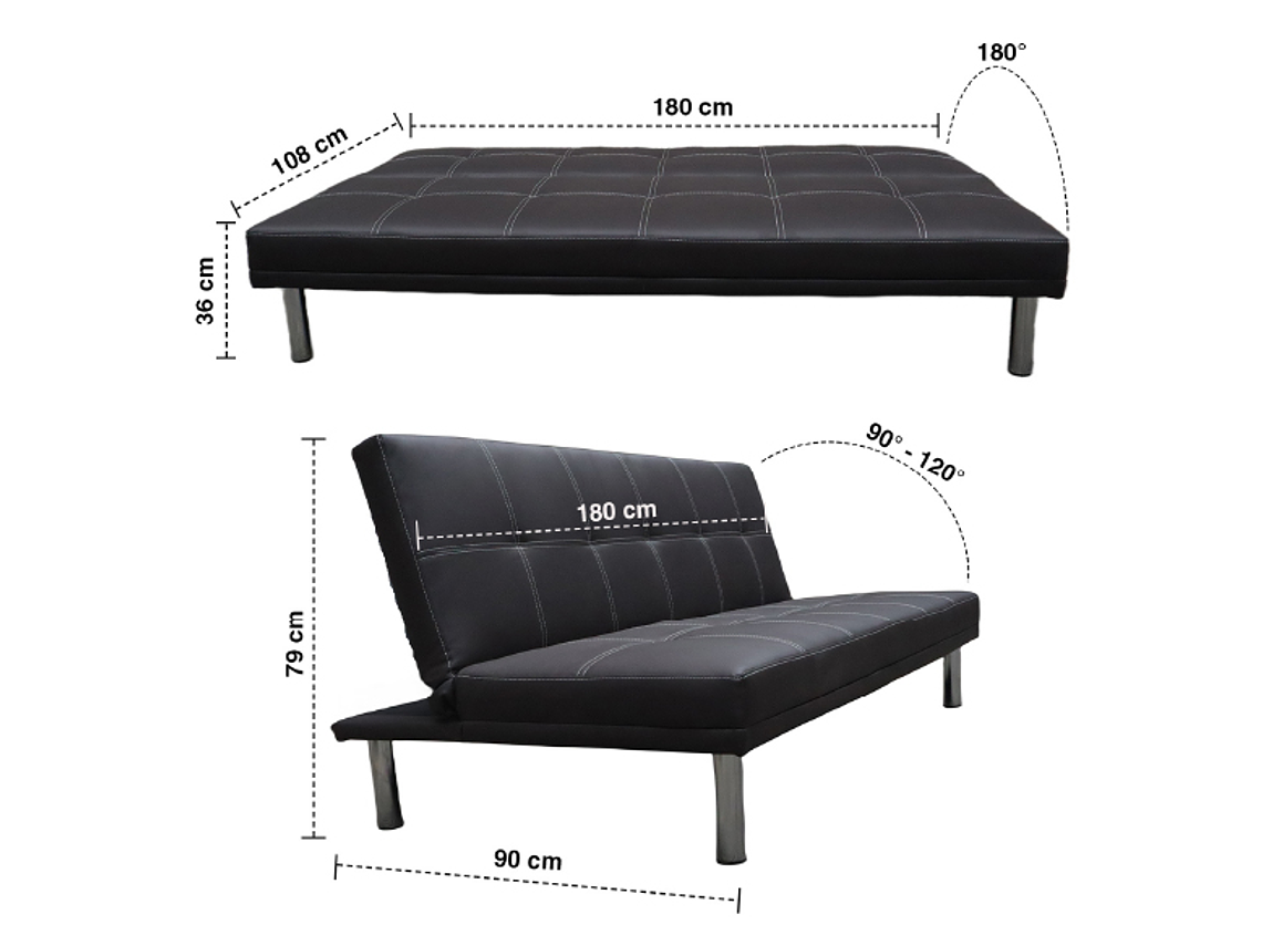 FUTÓN CLYDE 3 CUERPOS NEGRO 3