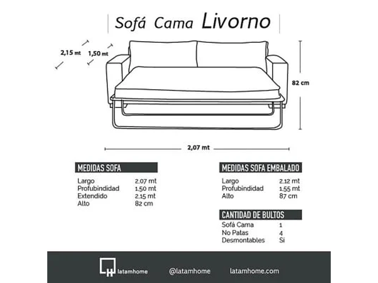 SOFA CAMA LIVORNO 2PL CUERO KENTUCKY CAFÉ MORO 3