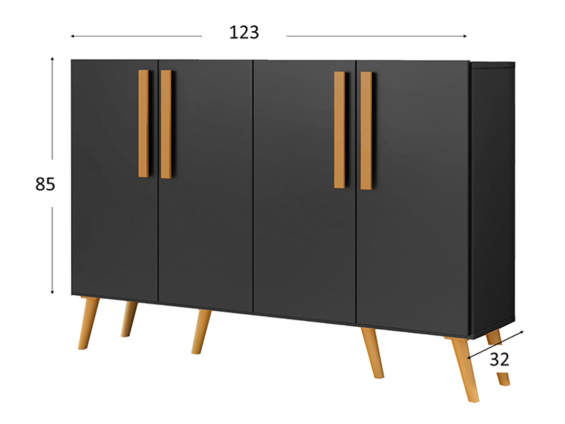 BUFFET BE DESIGN RETRO VIENA NEGRO 4P 6