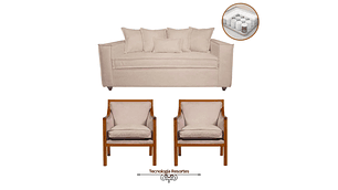 JUEGO DE LIVING DANTE 311 SOFA RESORTES Y SILLONES TIPO SITIAL COLOR BEIGE