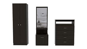 SET DE MUEBLES TUHOME DREAMS 13 CLOSET + CÓMODA + VELADOR MULTIFUNCIONAL WENGUE