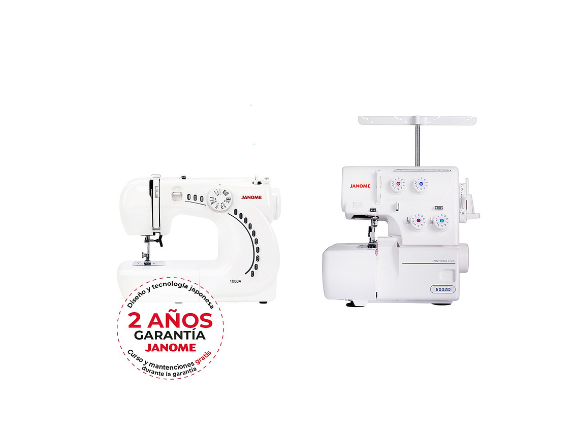 MÁQUINA DE COSER JANOME 1000A + OVERLOCK 8002D 2