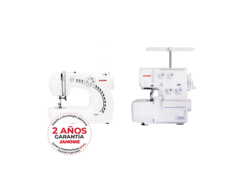 MÁQUINA DE COSER JANOME 1000A + OVERLOCK 8002D 2