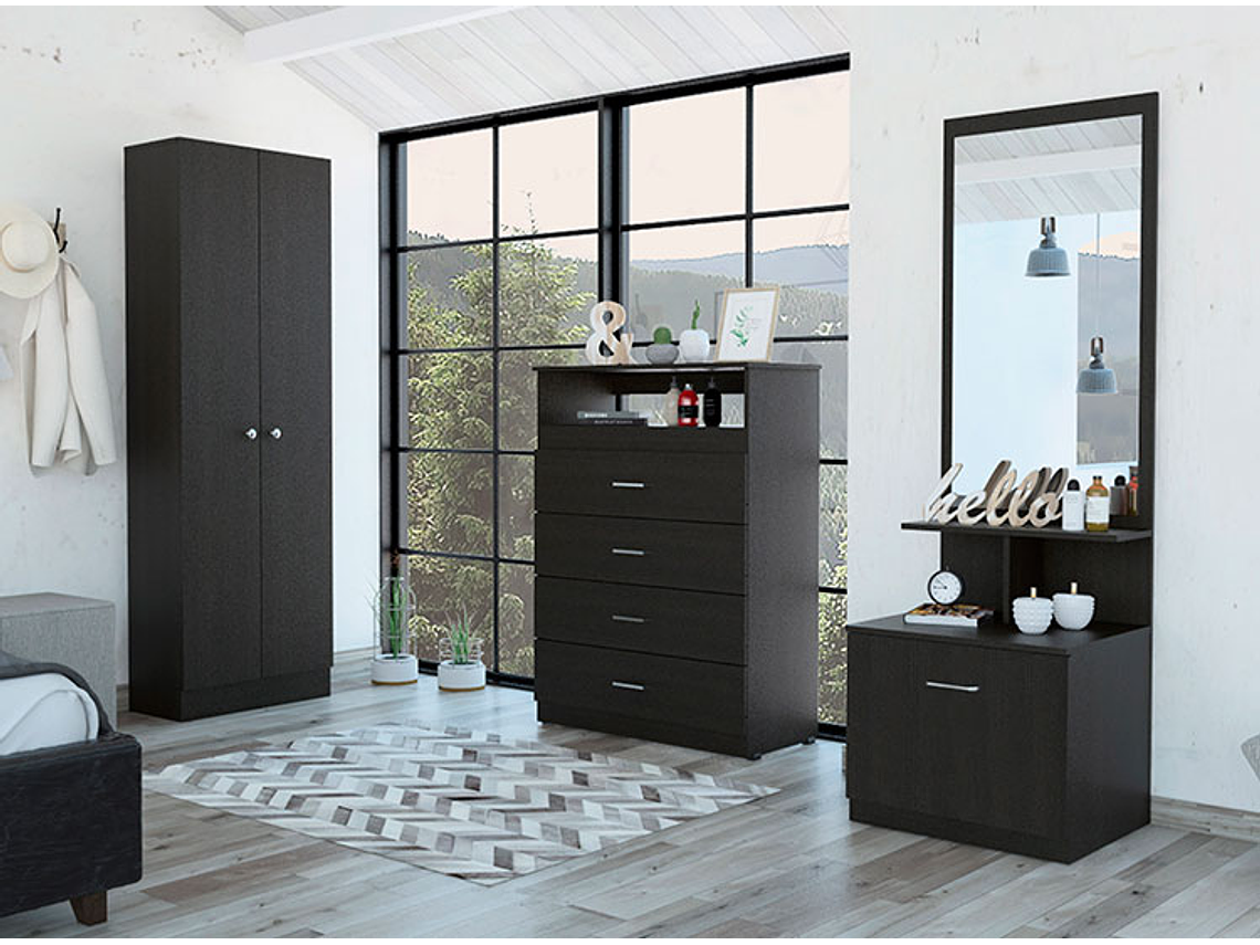 SET DE MUEBLES TUHOME DREAMS 13 CLOSET + CÓMODA + VELADOR MULTIFUNCIONAL WENGUE 5