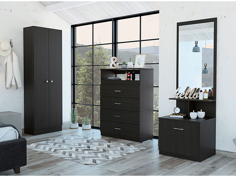 SET DE MUEBLES TUHOME DREAMS 13 CLOSET + CÓMODA + VELADOR MULTIFUNCIONAL WENGUE 5