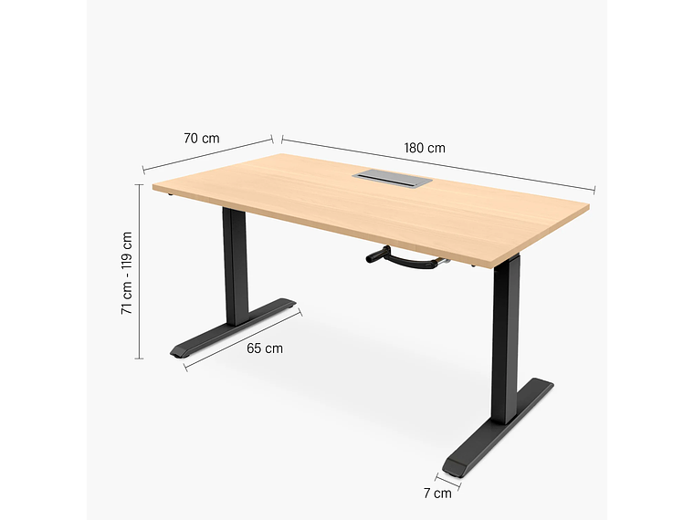 ESCRITORIO FORM OFFICE COSMO 180X70 AJUSTABLE CON PASACABLES METAL 3