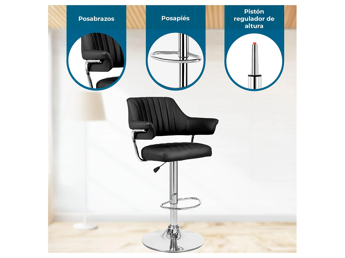 PACK 4 SILLA PISO BAR CON RESPALDO Y POSA BRAZOS 4