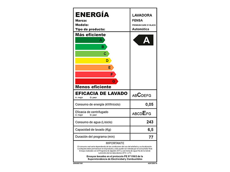 LAVADORA CARGA SUPERIOR FENSA PREMIUM CARE 21 21KG NEGRO 2