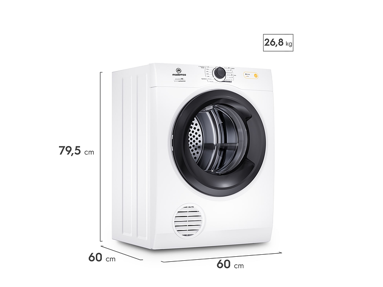SECADORA DE ROPA MADEMSA 9KG SECADO AUTOMÁTICO 9D BZG BLANCA 8