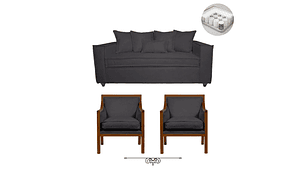 JUEGO DE LIVING DANTE 311 SOFA RESORTES Y SILLONES TIPO SITIAL COLOR GRIS MARENGO