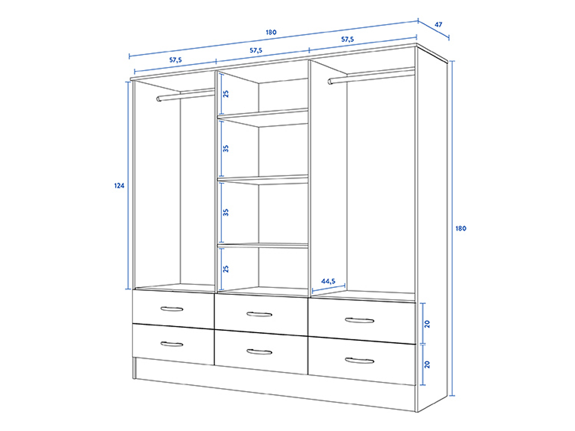 CLOSET CIC MAIPO 6 PUERTAS / 6 CAJONES 180 CM WENGUE 2