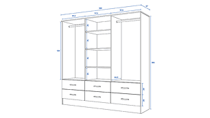 CLOSET CIC MAIPO 6 PUERTAS / 6 CAJONES 180 CM WENGUE