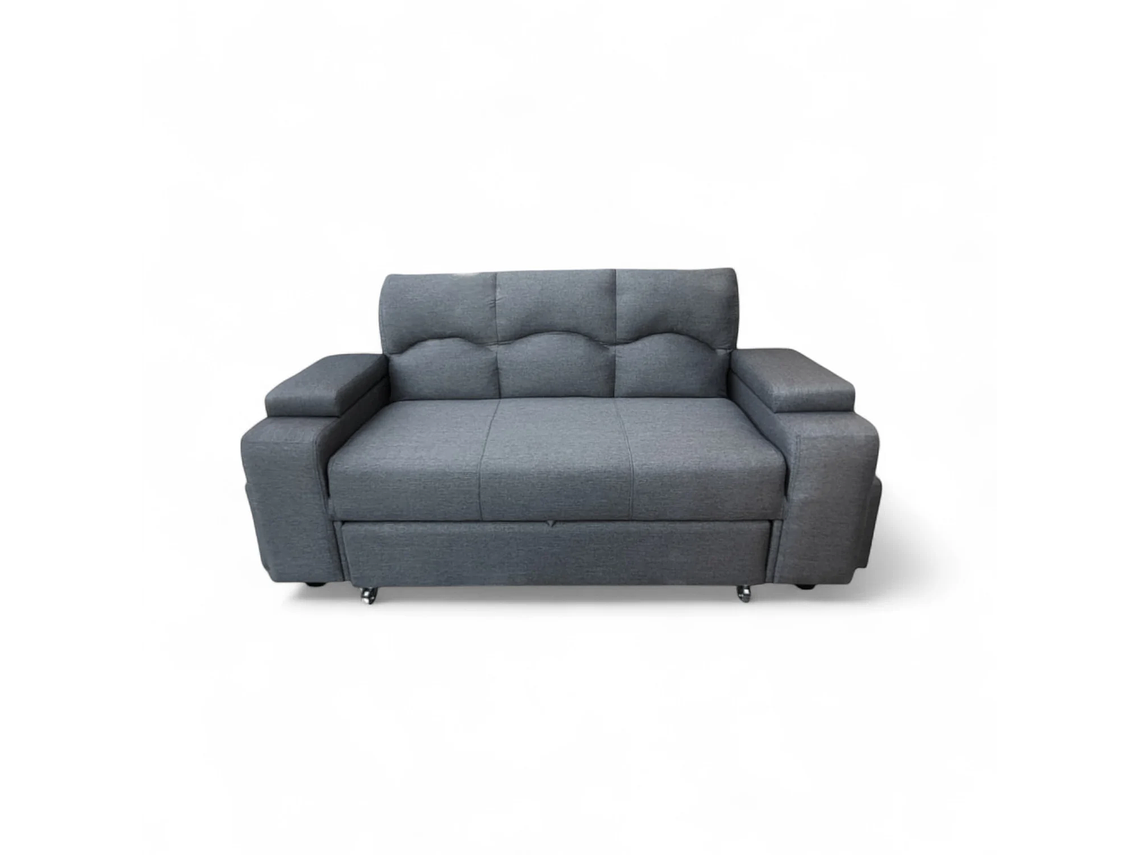 SOFA CAMA FUNCIONAL 2PZ DECO POUF LINO GRIS 2