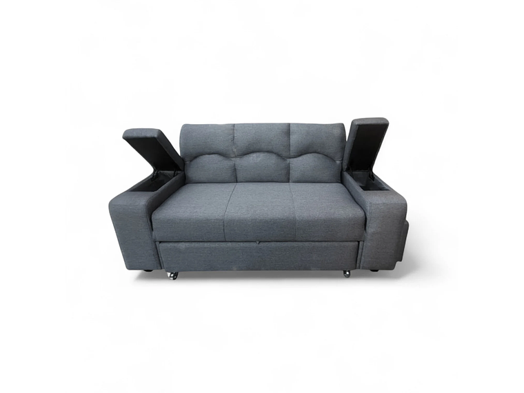 SOFA CAMA FUNCIONAL 2PZ DECO POUF LINO GRIS 5