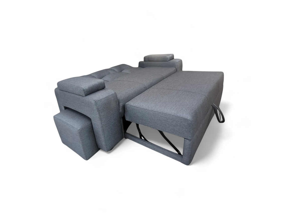 SOFA CAMA FUNCIONAL 2PZ DECO POUF LINO GRIS 6
