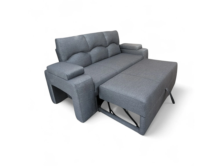 SOFA CAMA FUNCIONAL 2PZ DECO POUF LINO GRIS 7
