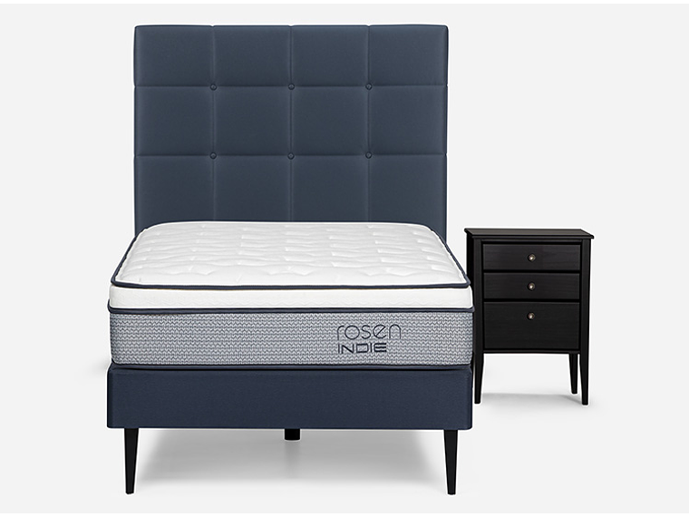 JUEGO DE DORMITORIO ROSEN CAMA EUROPEA INDIE 1 PLAZA + SET ISSEY AZUL 1