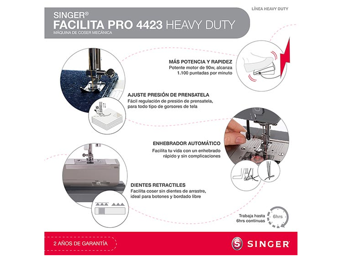 MÁQUINA DE COSER SINGER FACILITA PRO 4423 HEAVY DUTY 8