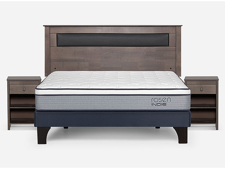 JUEGO DE DORMITORIO ROSEN CAMA EUROPEA INDIE PM BN 2 PLAZAS + SET FERRARA GRIS 1