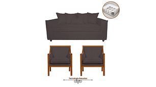 JUEGO DE LIVING DANTE 311 SOFA RESORTES Y SILLONES TIPO SITIAL COLOR CAFE