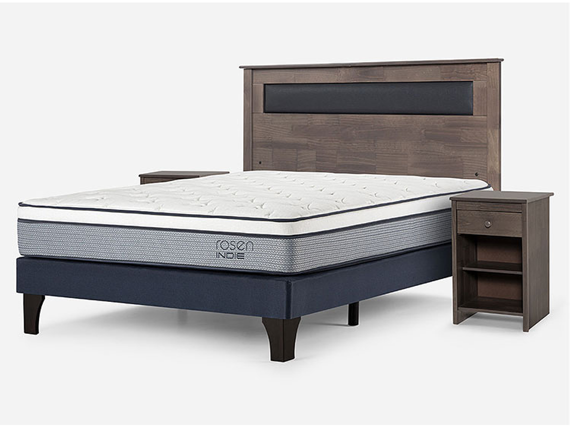 JUEGO DE DORMITORIO ROSEN CAMA EUROPEA INDIE PM BN 2 PLAZAS + SET FERRARA GRIS 2