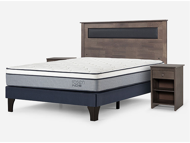 JUEGO DE DORMITORIO ROSEN CAMA EUROPEA INDIE PM BN 2 PLAZAS + SET FERRARA GRIS 2