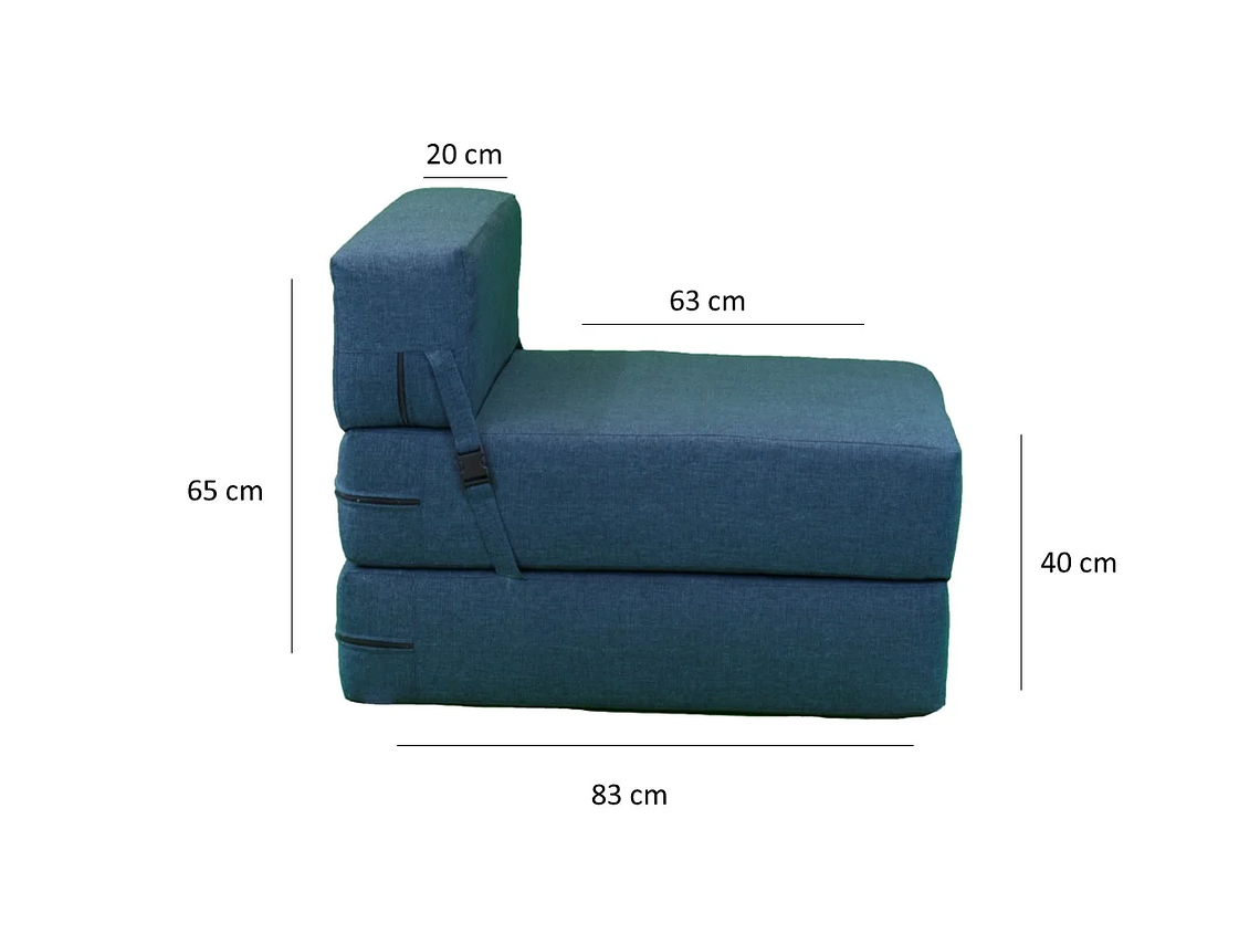 SOFÁ GAEX ESPUMA LINO AZUL CAMA 3