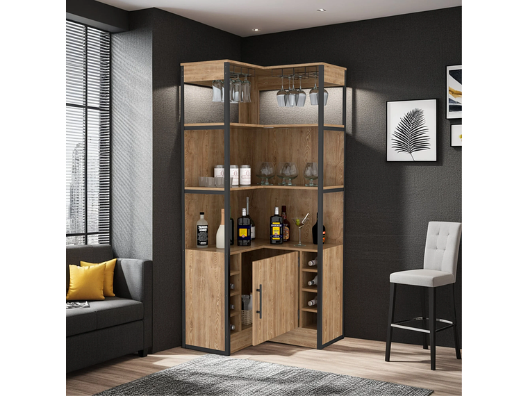 BAR ESQUINERO BOTELLEROS Y PORTACOPAS FM-005C CAFÉ CLARO 5