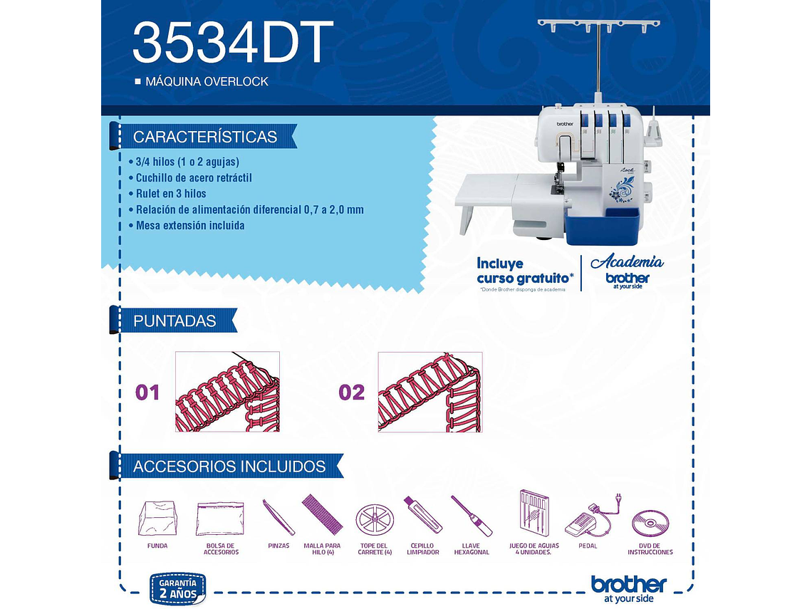 MAQUINA DE COSER BROTHER OVERLOCK 3534DT 4