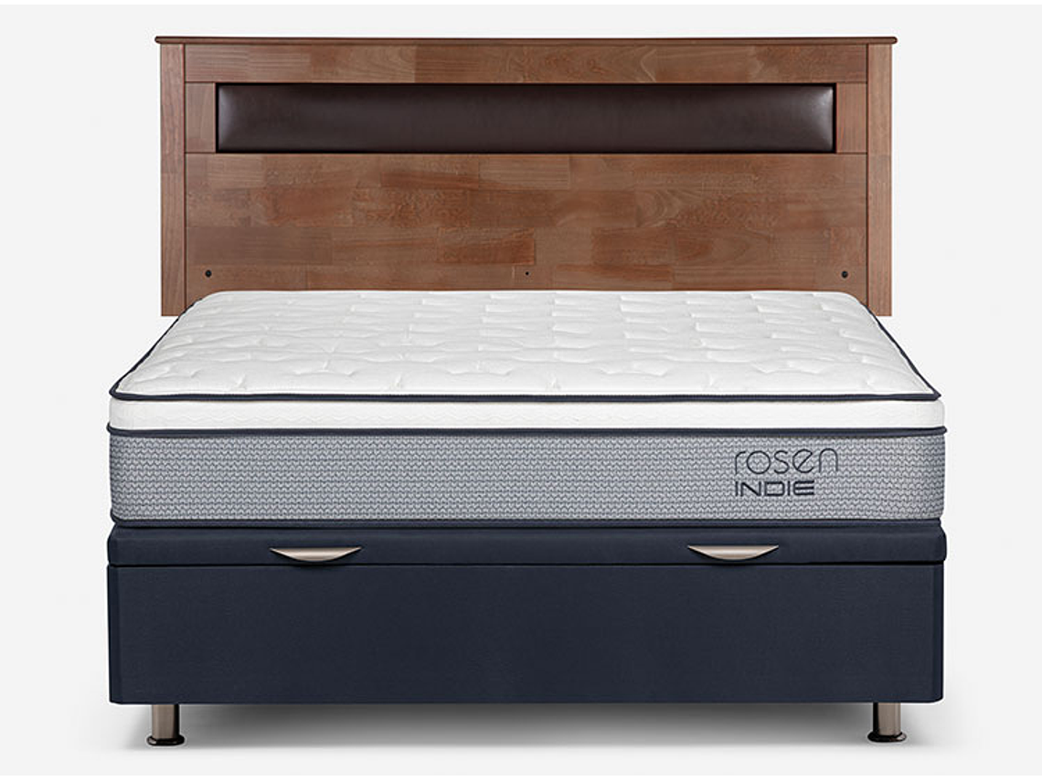 JUEGO DE DORMITORIO ROSEN CAMA BOXET INDIE 2 PLAZAS + RESPALDO FERRARA 1