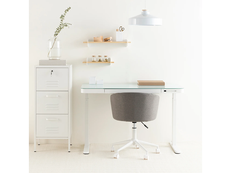 ESCRITORIO FORM DESIGN HOME OFFICE COSMO ELÉCTRICO BLANCO ACERO 6
