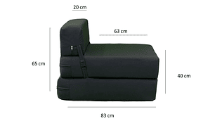 SOFÁ GAEX ESPUMA LINO NEGRO CAMA