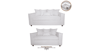 JUEGO DE LIVING DANTE 3 2 SOFA RESORTES 3 Y 2 CUERPOS COLOR BLANCO HUESO BONE