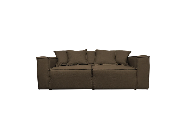 SOFA CAMA SOFAS HOME ENCO 3 CUERPOS FELPA CAFE 1